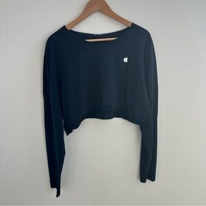 Apple Black long sleeve cropped top T-shirt